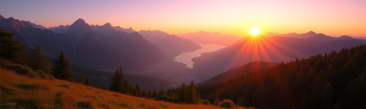 Panorama der Schweizer Alpen bei Sonnenaufgang
